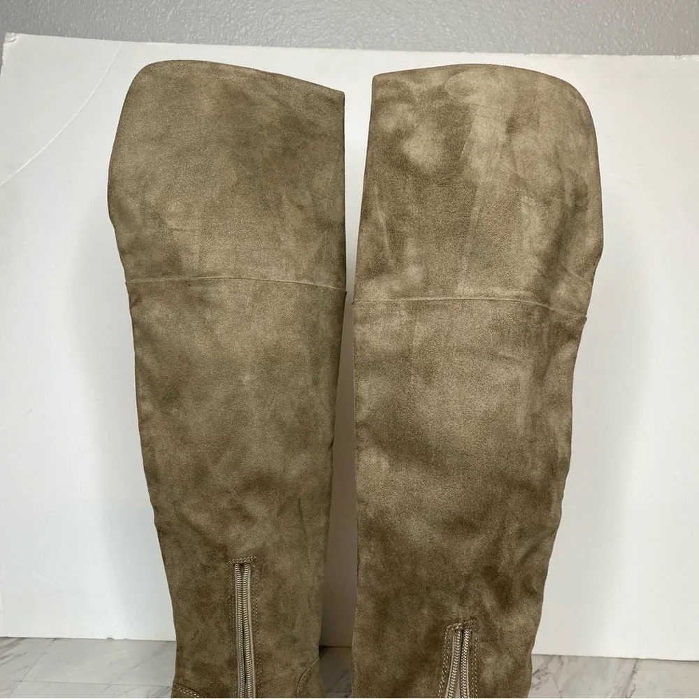 BP Luke Gray / Green Faux Suede Over The Knee Boot 8 1/2